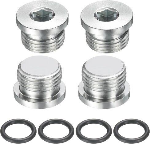 UXCELL 4PCS SAE 7/16-20 UNF unner hex hex pipe clop ، قابس مقبس الخيط الصلب الكربوني العالمي مع حلقة O لإنهاء أنابيب الانتهاء أو مصارف الاستبدال in Saudi Arabia