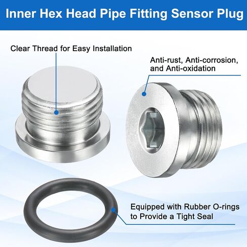 UXCELL 4PCS SAE 7/16-20 UNF unner hex hex pipe clop ، قابس مقبس الخيط الصلب الكربوني العالمي مع حلقة O لإنهاء أنابيب الانتهاء أو مصارف الاستبدال in Saudi Arabia