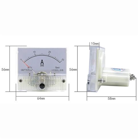 85C1 DC التناظرية لوحة فولتميتر AMMET AMP Volt Meter Gauge 1A 5A 10A 20A 30A 50A 75A 100A 150A 1PCS (10A) in Saudi Arabia