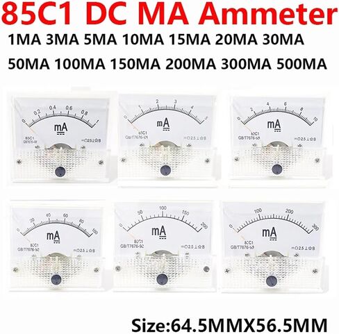 85C1-mA DC Amp Meters Analog Meter Panel Measuring Range 1mA 2mA 10mA 20mA 50mA 100mA 1Pcs(50MA) in Saudi Arabia
