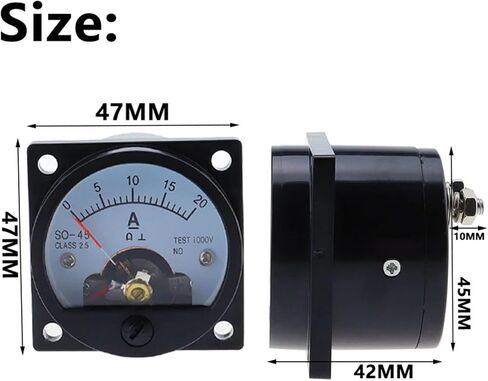 SO-45 DC Ammeter Pointer Pointer Meter DC1A 2A 3A 5A 20A 30A اختبار كهربائي اختبار الحالي 1PCS (800A 75MV) in Saudi Arabia