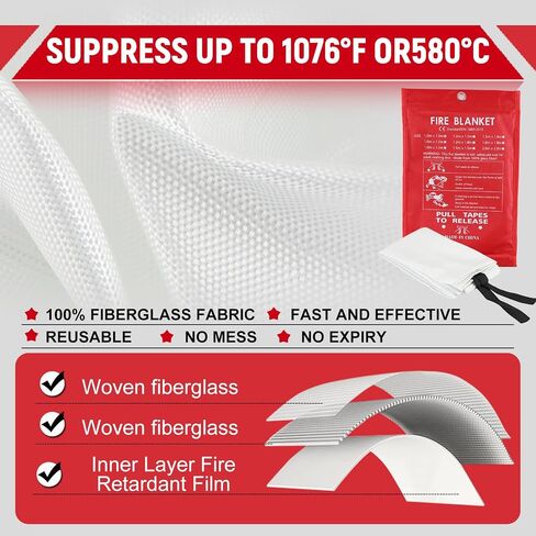 Fire Blanket Fire Blankets Emergency for Home and Kitchen 40"x40" Flame Suppression Fiberglass Fire Blankets in Saudi Arabia