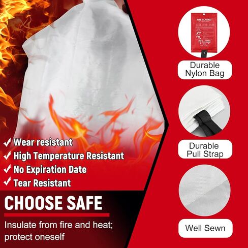 Fire Blanket Fire Blankets Emergency for Home and Kitchen 40"x40" Flame Suppression Fiberglass Fire Blankets in Saudi Arabia