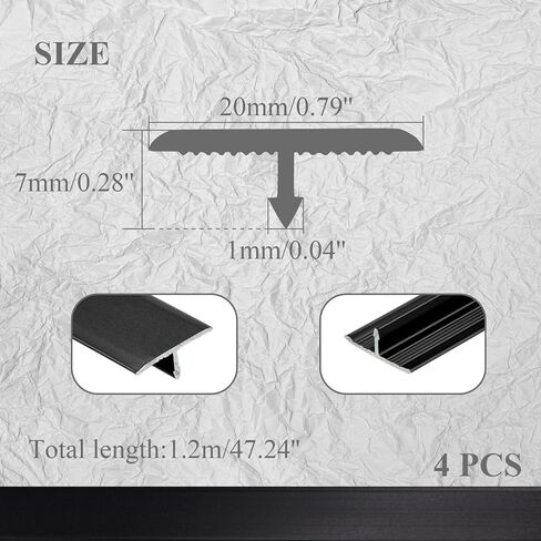 4Pcs Aluminum T-Molding Floor Transition Strip - 3.93ft x 0.8in for Joining Floor Gaps and Thresholds, Versatile Trim for Door Thresholds(Grey) in Kuwait