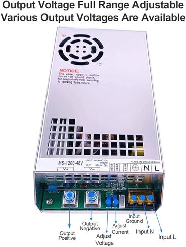 1200W الجهد القابل للتعديل الجهد الحالي مزود الطاقة 0-12V 24V 36V 48V 60V 72V 90V 110V 220V 20A 50A 110/220VAC (80V 15A) in Kuwait