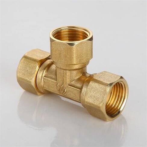 10pcs Copper Thickened L-Type Union Joint 1/2" 3/4" Female Male Thread Straight-Through Three-Way Water Pipe Gas Pipe Joint Fittings(Bronze Yellow) in Saudi Arabia