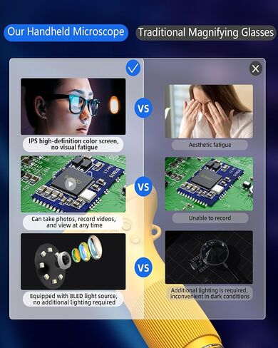 T Takmly Digital Microscope Camera Camera محمولة مكونة مكونة باليد مع الضوء ، مكونة من شاشة USB 2.0 بوصة للبالغين البالغين ، 200W بكسل ، تكبير 1000X ، متوافق مع Windows ، Mac OS in Kuwait