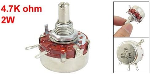 uxcell 4.7K ohm 2W Watt 6mm Round Shaft Rotary Taper Carbon Potentiometer WTH118 in Saudi Arabia