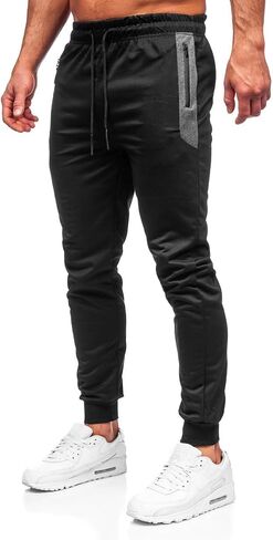 Wangdo Men's Spectpants Athletic joggers لصالة الألعاب الرياضية الجري التي تجري تجريب السراويل غير الرسمية للرجال مع جيوب السحاب in Kuwait