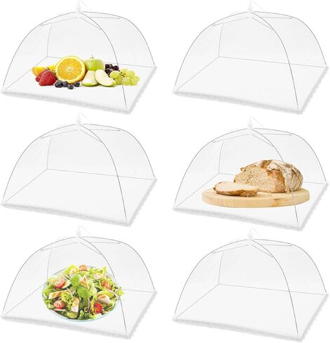 (6 Pack) Pop-Up Outside Picnic Mesh Food Covers Tent Umbrella for Outdoors and Camping Food Net Cover Keep out Flies Mosquitoes Ideal for Parties BBQ, Reusable and Collapsible 17 x 17inches in Saudi Arabia
