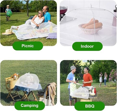 (6 Pack) Pop-Up Outside Picnic Mesh Food Covers Tent Umbrella for Outdoors and Camping Food Net Cover Keep out Flies Mosquitoes Ideal for Parties BBQ, Reusable and Collapsible 17 x 17inches in Saudi Arabia