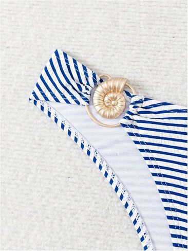 Women's 2 Piece Strapless Striped Bikini Sets Tie Backless Bandeau Bra Bathing Suit Boho Swimsuit in Saudi Arabia