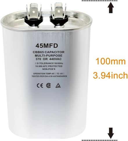 CBB65 Round Dual Run Dircular START CAPACITOR ، 35 + 7.5 UF/MFD ± 5 ٪ 370V/440VAC COMPACITOR CAPACITION لضاغط AC Run Fan Start Contenser Cool/Heat (35 + 7.5 UF) in Kuwait