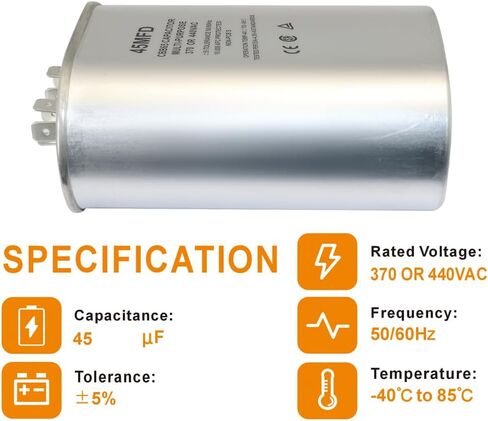 CBB65 Round Dual Run Dircular START CAPACITOR ، 35 + 7.5 UF/MFD ± 5 ٪ 370V/440VAC COMPACITOR CAPACITION لضاغط AC Run Fan Start Contenser Cool/Heat (35 + 7.5 UF) in Kuwait