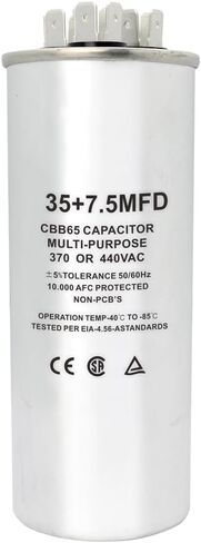 CBB65 Round Dual Run Dircular START CAPACITOR ، 35 + 7.5 UF/MFD ± 5 ٪ 370V/440VAC COMPACITOR CAPACITION لضاغط AC Run Fan Start Contenser Cool/Heat (35 + 7.5 UF) in Kuwait