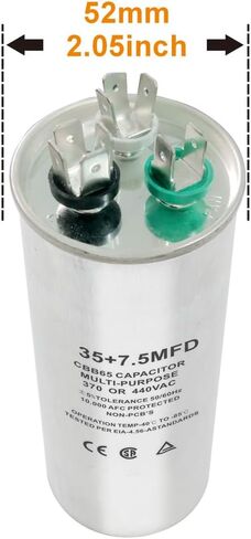 CBB65 Round Dual Run Dircular START CAPACITOR ، 35 + 7.5 UF/MFD ± 5 ٪ 370V/440VAC COMPACITOR CAPACITION لضاغط AC Run Fan Start Contenser Cool/Heat (35 + 7.5 UF) in Kuwait