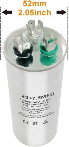 CBB65 Round Dual Run Dircular START CAPACITOR ، 35 + 7.5 UF/MFD ± 5 ٪ 370V/440VAC COMPACITOR CAPACITION لضاغط AC Run Fan Start Contenser Cool/Heat (35 + 7.5 UF) in Kuwait