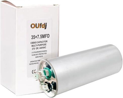 CBB65 Round Dual Run Dircular START CAPACITOR ، 35 + 7.5 UF/MFD ± 5 ٪ 370V/440VAC COMPACITOR CAPACITION لضاغط AC Run Fan Start Contenser Cool/Heat (35 + 7.5 UF) in Kuwait