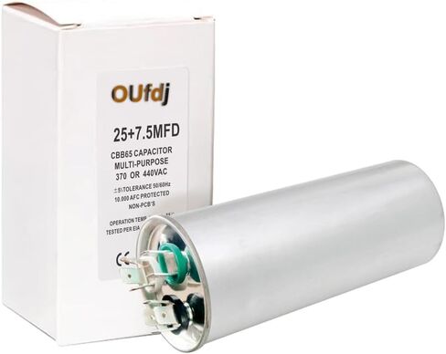 CBB65 Round Dual Run Dircular START CAPACITOR ، 35 + 7.5 UF/MFD ± 5 ٪ 370V/440VAC COMPACITOR CAPACITION لضاغط AC Run Fan Start Contenser Cool/Heat (35 + 7.5 UF) in Kuwait