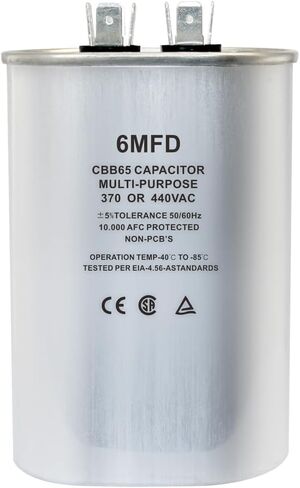 CBB65 Round Dual Run Circular Start Capacitor, 35 + 7.5 uF/MFD ±5% 370V/440VAC Combination Capacitor for Compressor AC Motor Run Fan Start Condenser Straight Cool/Heat (35 + 7.5 uf) in Saudi Arabia