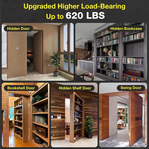 Hidden Door Hinge Kit - Heavy Duty Pivot Hinge 620LB Load-Bearing Thickened Stainless Steel, 360° Silent Rotation Hidden Door Hardware, Hidden Door Hinges for Secret Door/Hidden Door Bookcase in Kuwait