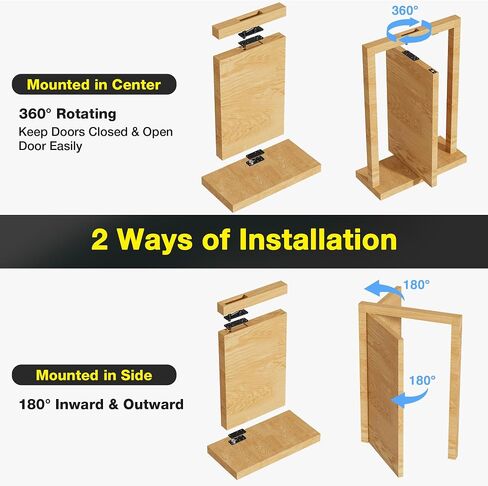 Hidden Door Hinge Kit - Heavy Duty Pivot Hinge 620LB Load-Bearing Thickened Stainless Steel, 360° Silent Rotation Hidden Door Hardware, Hidden Door Hinges for Secret Door/Hidden Door Bookcase in Kuwait