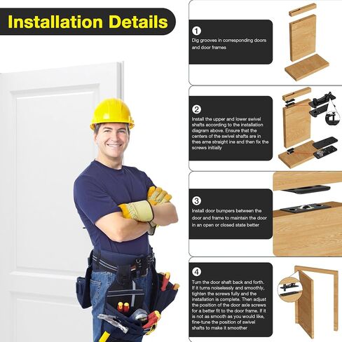 Hidden Door Hinge Kit - Heavy Duty Pivot Hinge 620LB Load-Bearing Thickened Stainless Steel, 360° Silent Rotation Hidden Door Hardware, Hidden Door Hinges for Secret Door/Hidden Door Bookcase in Kuwait