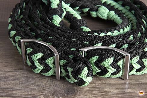 HILASON Braided Poly Barrel Racing Contest Flat Reins 1" X 8Ft Tan Black in Saudi Arabia