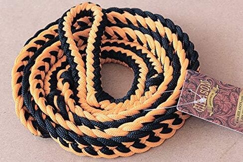 HILASON Braided Poly Barrel Racing Contest Flat Reins 1" X 8Ft Tan Black in Saudi Arabia