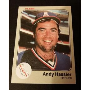 Andy Hassler Angels 1983 Fleer #92 Royals Authentic Motograph JG2 - Baseball Slabbed Cards in Kuwait