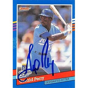 Gerald Perry بطاقة البيسبول الموقعة (Kansas City Royals) 1991 Donruss #130 - بطاقات الصاعد الموقعة لكرة القدم in Kuwait