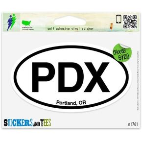 PDX Portland OR Oval Car Sticker Indoor Outdoor 5" x 3" in Saudi Arabia
