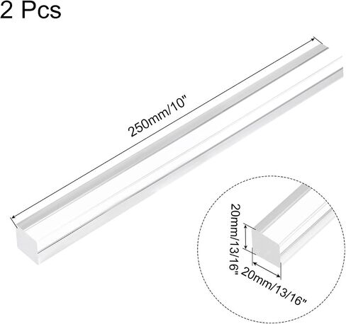 Meccanixity 4pcs قضبان أكريليك مربعة 1/2 "× 12" قضبان واضحة أكريليك واضحة العصي العصي البلاستيكية الأكريليك لزخارف الإضاءة الحرف ديي - 12 مم × 300 ملم in Saudi Arabia