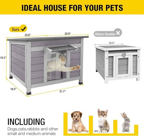 Cat House for Outdoor Cats Insulated Feral Kitty Shelter with Warm Liner for Winter Waterproof Rabbit Hutch for Bunnies,Cats in Saudi Arabia