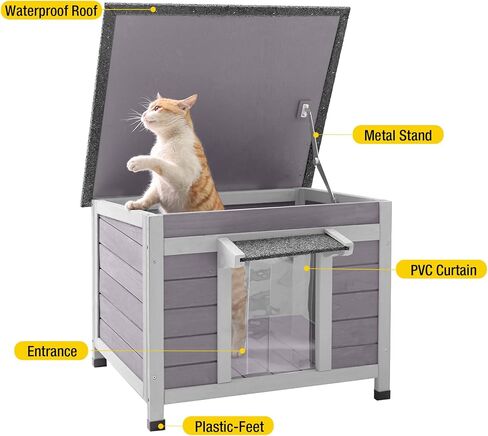 Cat House for Outdoor Cats Insulated Feral Kitty Shelter with Warm Liner for Winter Waterproof Rabbit Hutch for Bunnies,Cats in Saudi Arabia