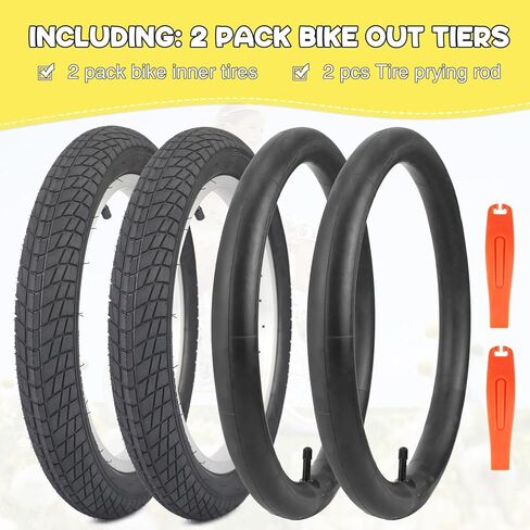 WEEROCK 12.5/16/18 Inch Kid Bike Tire, 2 Pack 12.5/16/18 X 2.125 Child Bicycle Tires with Inner Tubes for 12.5/16/18 Inch Children Bicycles, Kids Bike in Kuwait