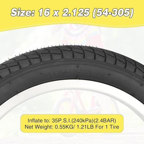 WEEROCK 12.5/16/18 Inch Kid Bike Tire, 2 Pack 12.5/16/18 X 2.125 Child Bicycle Tires with Inner Tubes for 12.5/16/18 Inch Children Bicycles, Kids Bike in Kuwait