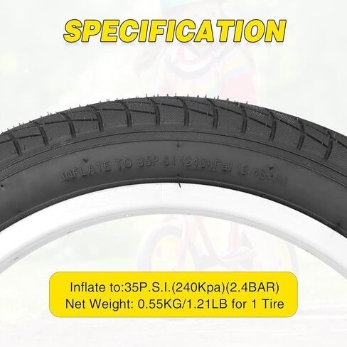 WEEROCK 12.5/16/18 Inch Kid Bike Tire, 2 Pack 12.5/16/18 X 2.125 Child Bicycle Tires with Inner Tubes for 12.5/16/18 Inch Children Bicycles, Kids Bike in Kuwait
