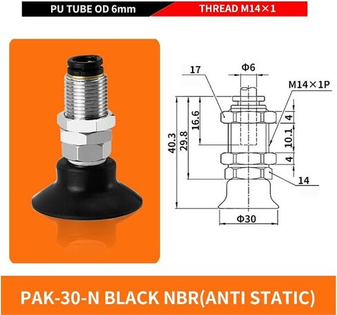 1PCS PAK-10/15/20/25/35/40/50-S/N مضاد لدرجات الحرارة عالية درجة الحرارة كوب شفط الفراغ المسطح (M12-06-VP-50K-NBR) in Saudi Arabia
