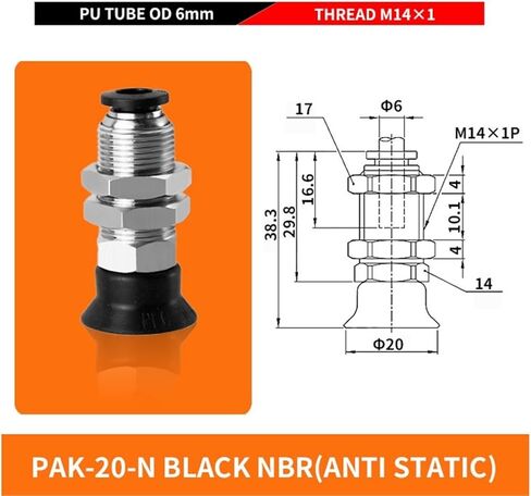 1PCS PAK-10/15/20/25/35/40/50-S/N مضاد لدرجات الحرارة عالية درجة الحرارة كوب شفط الفراغ المسطح (M12-06-VP-50K-NBR) in Saudi Arabia