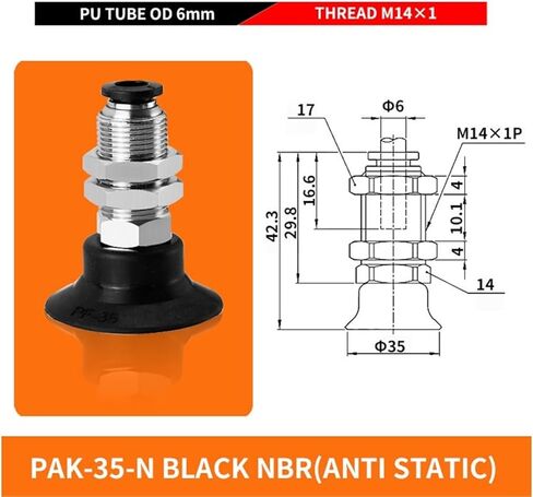 1PCS PAK-10/15/20/25/35/40/50-S/N مضاد لدرجات الحرارة عالية درجة الحرارة كوب شفط الفراغ المسطح (M12-06-VP-50K-NBR) in Saudi Arabia