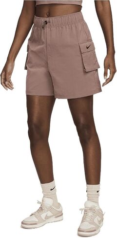 Nike Sportswear Essential Women’s Women High Loise Shorts (Momey Mauve/Black ، DM6247-208) Size X-Small in Saudi Arabia