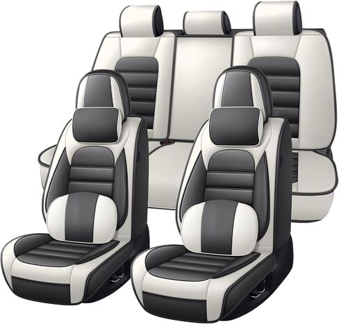 Front Set for Cadillac Escalade Seat Covers 2001-2025, Waterproof Nappa Leather Car Seat Protector, Anti-Slip & Comfortable Car seat Cover (Black & Red) in Saudi Arabia