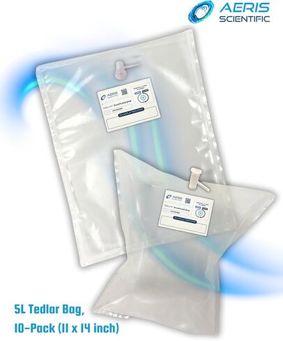 Tedlar 5L - Air Sampling - Gas Sampling - 2 Way Valve w/Septum - (10 Pack) in Saudi Arabia