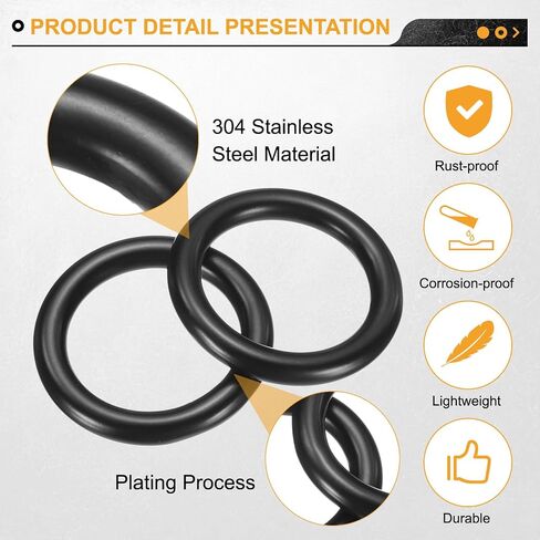 uxcell 2Pcs M6 x 45 x 57mm(WD. x ID. x OD.) Metal Rings, 304 Stainless Steel Solid Welded Seamless O-Ring Decorative Connecting for Macrame, Hanging Slings Rope, Black in Saudi Arabia
