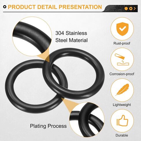 uxcell 2Pcs M6 x 45 x 57mm(WD. x ID. x OD.) Metal Rings, 304 Stainless Steel Solid Welded Seamless O-Ring Decorative Connecting for Macrame, Hanging Slings Rope, Black in Saudi Arabia