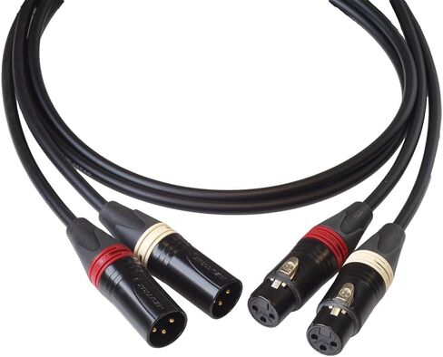 BJC Star Quad XLR Cables, Canare L-4E6S with Neutrik BXX-Series XLR (Stereo Pair, Black, 3 Foot) in Saudi Arabia