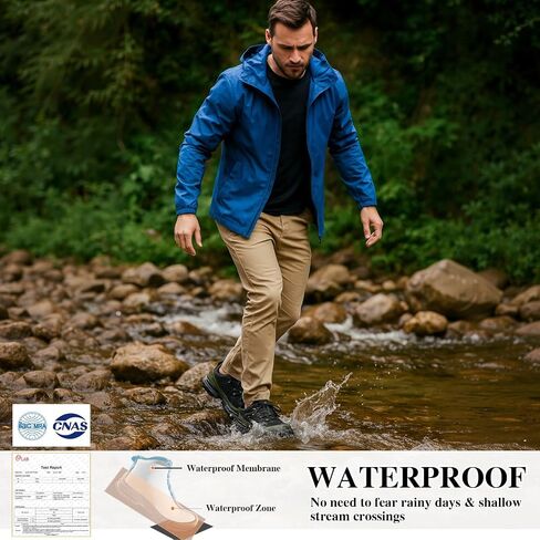 Queday Mens Waterproof Hiking Shoes Lightweight Outdoor Cordura Walking Shoes Breathable Hike Trekking Trails Camping Climbing in Kuwait