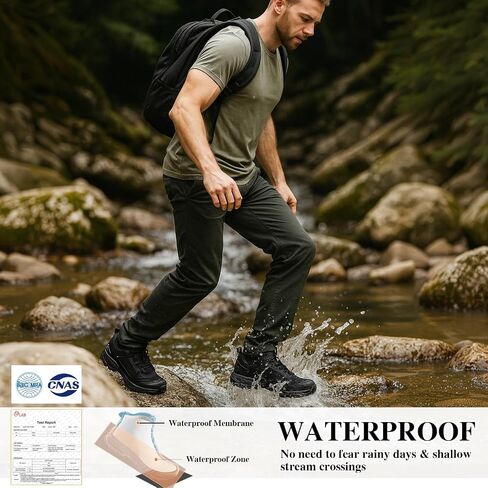 Queday Mens Waterproof Hiking Shoes Lightweight Outdoor Cordura Walking Shoes Breathable Hike Trekking Trails Camping Climbing in Kuwait