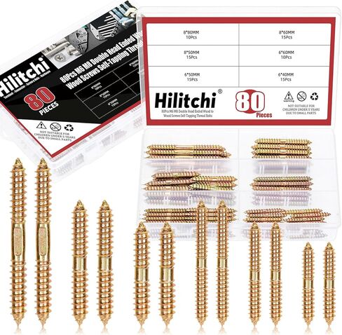 Hilitchi 120pcs 7Sizes M4 M6 براغي شماعات مزدوجة برأس الخشب سذر المسمار المسمار المسمار البراغي المسمار مزدوج قضبان ملولبة الترباس ملون طلاء البراغي الطلاء للأثاث للأثاث in Saudi Arabia